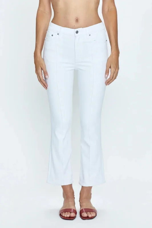 Women's hand - made artisanal pants Acid - wash women jeans with a retro finish Lennon High Rise Boot Jeans In Le Blanc Women's hand - made artisanal pants Acid - wash women jeans with a retro finish Lennon High Rise Boot Jeans In Le Blanc