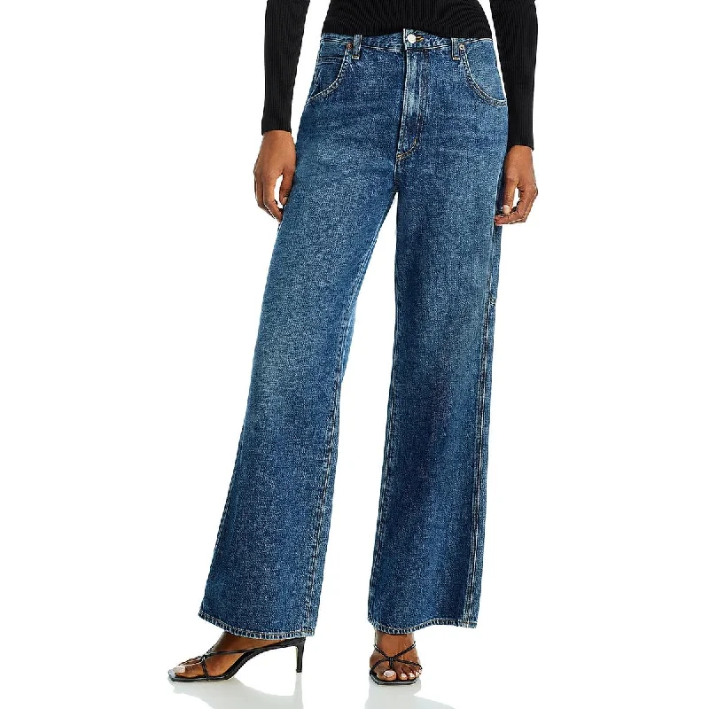 Women's hand - made artisanal pants Acid - wash women jeans with a retro finish Magda Womens High Rise Carpenter Wide Leg Jeans Women's hand - made artisanal pants Acid - wash women jeans with a retro finish Magda Womens High Rise Carpenter Wide Leg Jeans