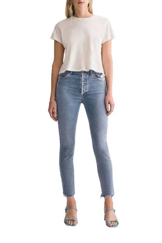 Women's pants with stretch panels Light - wash women jeans for a fresh and summery appearance Nico High Rise Slim Jean In Rooted