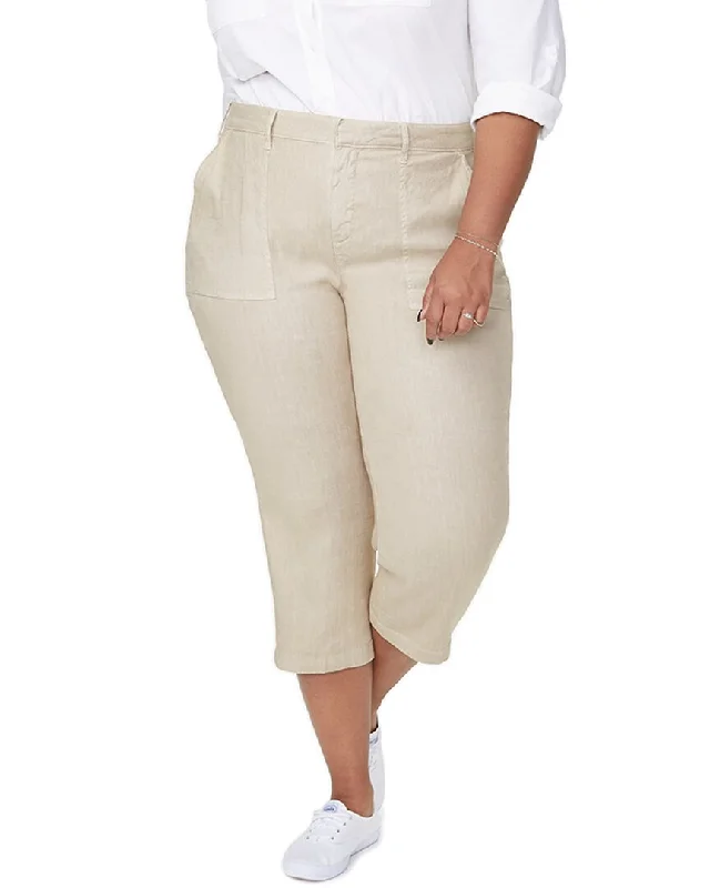 Women's pants for running Wide - leg women jeans for a modern and relaxed vibe NYDJ Plus Linen-Blend Utility Capri Pant Women's pants for running Wide - leg women jeans for a modern and relaxed vibe NYDJ Plus Linen-Blend Utility Capri Pant