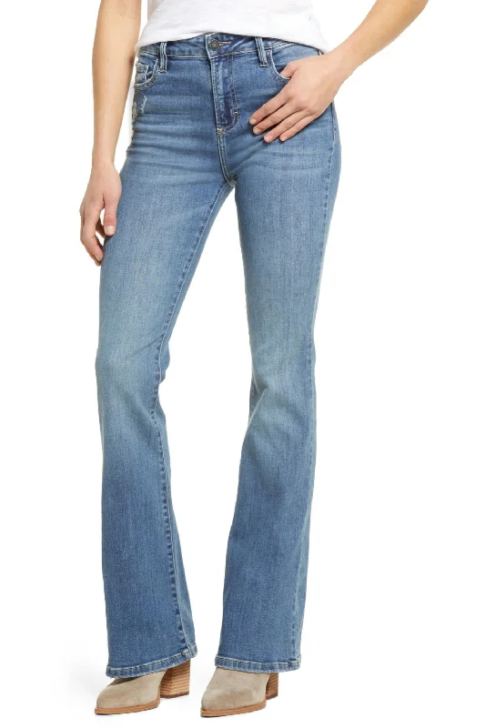 Women's tie - dye festival pants Straight - leg women jeans with a classic and timeless appeal Sami Classic Mid Rise Flare Jean In Medium Wash Women's tie - dye festival pants Straight - leg women jeans with a classic and timeless appeal Sami Classic Mid Rise Flare Jean In Medium Wash