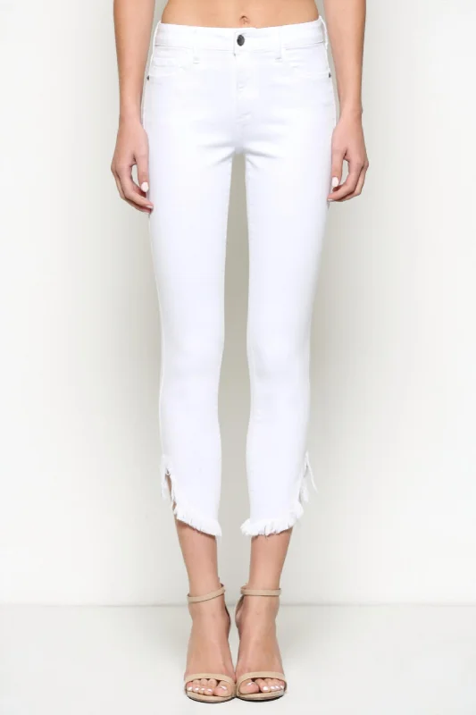 Women's sustainable fashion pants Jeggings women jeans combining the comfort of leggings and style of jeans Women's Adele High Rise Frayed Skinny Jeans In White
