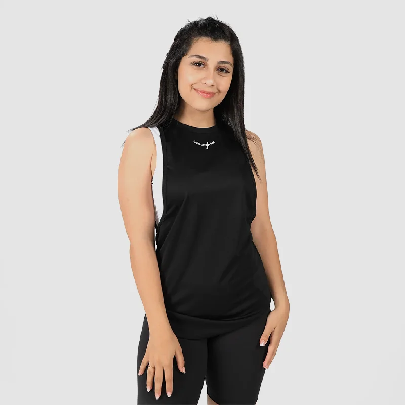 Plus Size Women's Ruffled Hem Tank Tops with Floral PrintsWOMEN-SIGNATURE-TANK 1 (BLACK) Plus Size Women's Ruffled Hem Tank Tops with Floral PrintsWOMEN-SIGNATURE-TANK 1 (BLACK)
