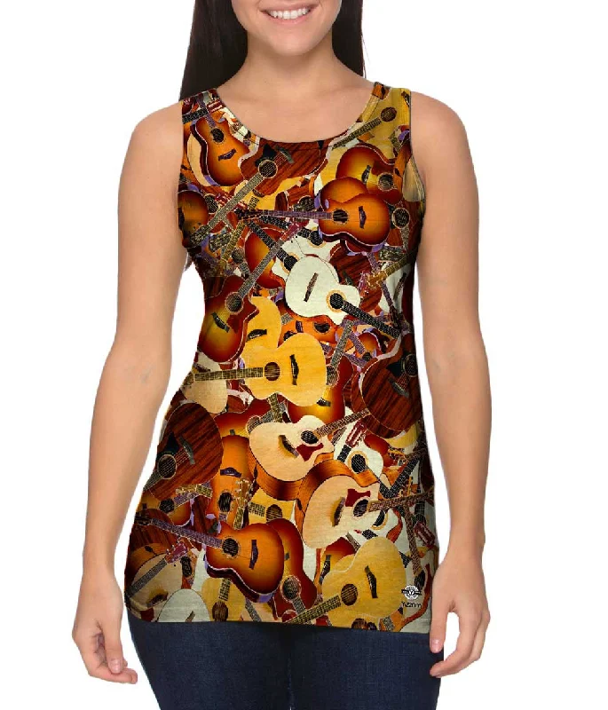Plus Size Women's Side - Slit Tank Tops in Metallic ShadesAcoustic Guitar Musician Pride