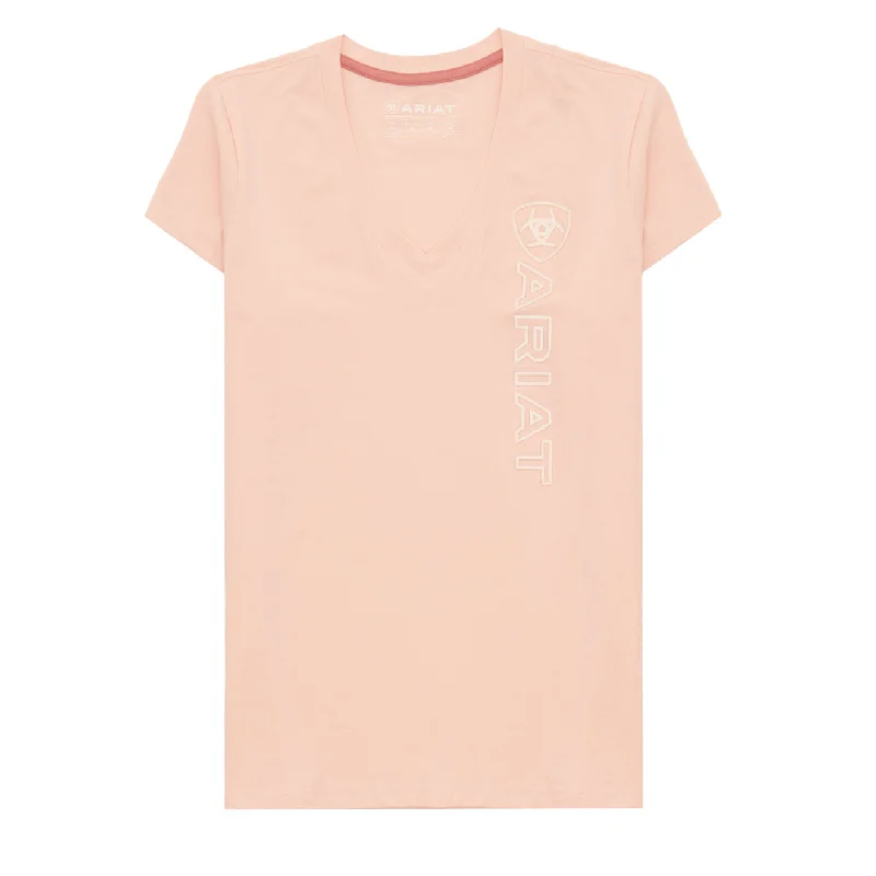 Ariat Womens Vertical Logo V T-Shirt Blushing Rose