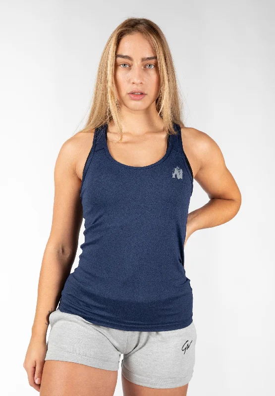 Plus Size Women's Ruffled Hem Tank Tops with Floral PrintsAspen Tank Top - Navy Blue Plus Size Women's Ruffled Hem Tank Tops with Floral PrintsAspen Tank Top - Navy Blue