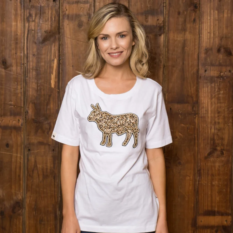 Beaded Luxe Nguni Regular Crew Tee Pelican