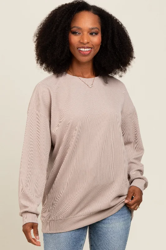 Cropped Women Long Sleeve Top to Pair with High - Waisted BottomsBeige Drop Shoulder Sweatshirt Cropped Women Long Sleeve Top to Pair with High - Waisted BottomsBeige Drop Shoulder Sweatshirt