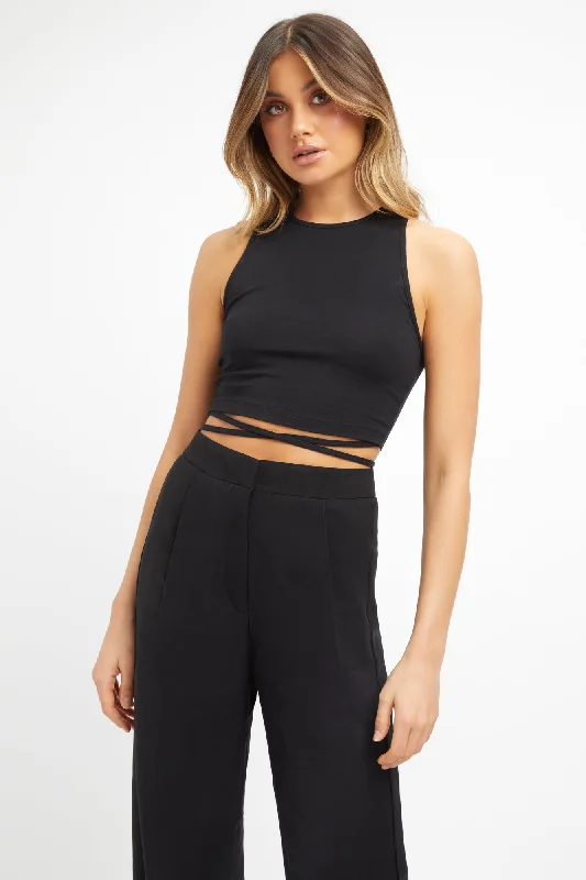 Plunging V - Neck Women's Crop Top in Red for a Bold and Sexy StatementBella Tie Tank