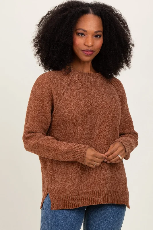 Plaid Women Long Sleeve Top for a Preppy VibeCamel Raglan Knit Sweater