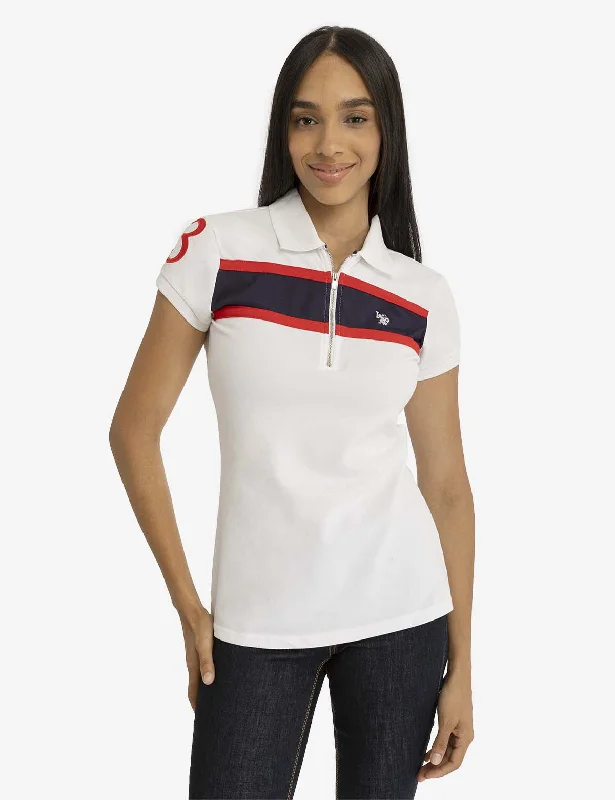 Solid color performance fabric polo shirt for sports activitiesSTRIPE ZIP UP POLO SHIRT Solid color performance fabric polo shirt for sports activitiesSTRIPE ZIP UP POLO SHIRT