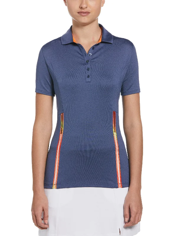 Womens Color Block Chroma Stripe Golf Polo