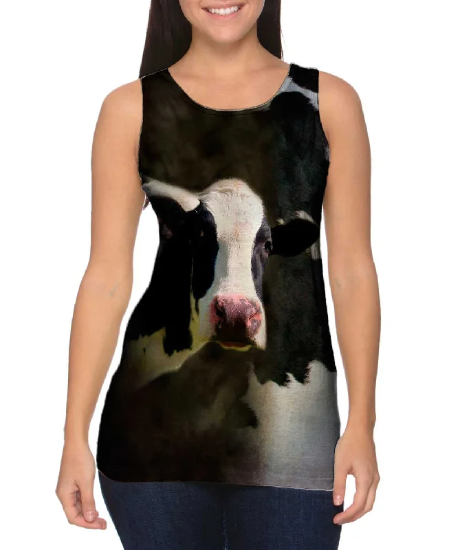 Plus Size Women's Ruffled Hem Tank Tops with Floral PrintsCow Half Skin