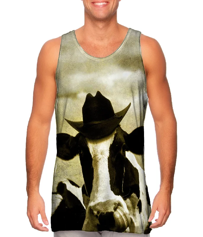 Plus Size Women's Side - Slit Tank Tops in Metallic ShadesCowboy Cow