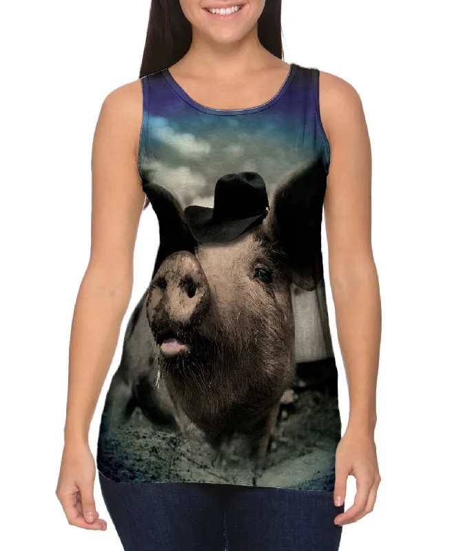 Plunge Neck Women's Seamless Tank Tops for a Smooth FitCowboy Pig