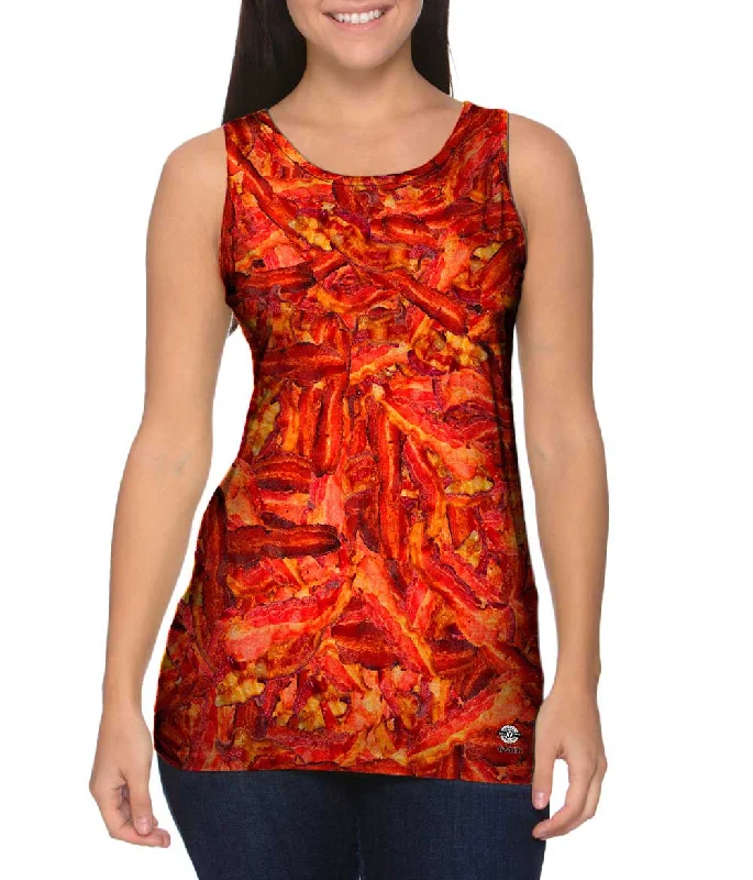 Plus Size Women's Ruffled Hem Tank Tops with Floral PrintsCrispy Bacon Jumbo
