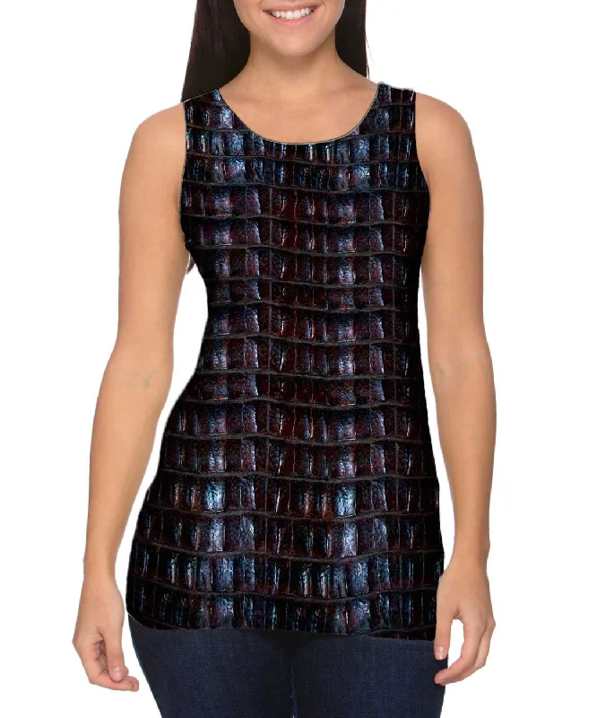 Crew Neck Women's Sustainable Tank Tops Made from Recycled MaterialsCrocodile Skin