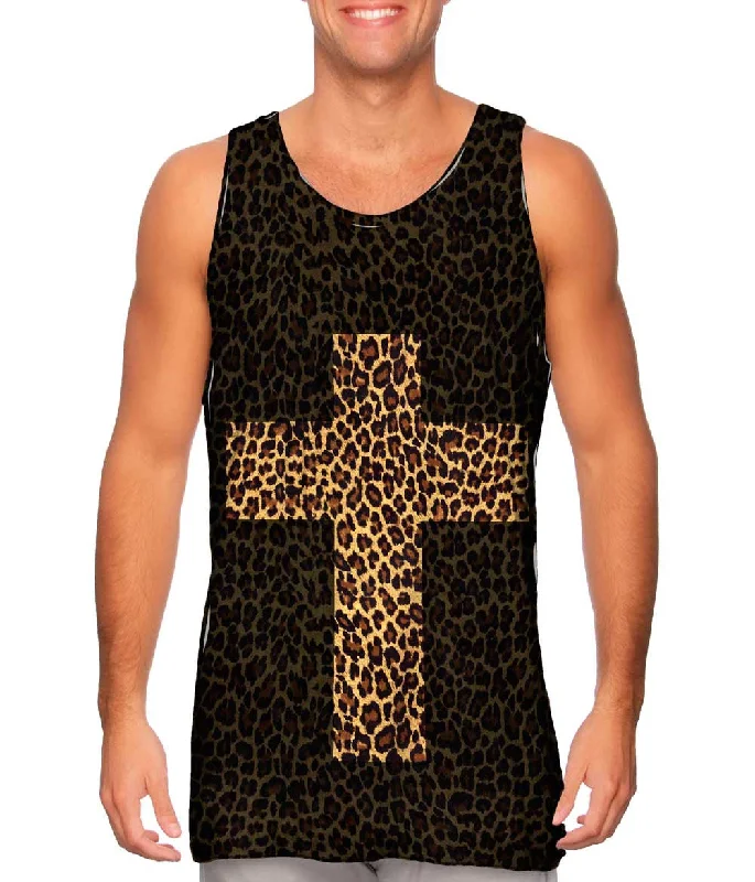Plus Size Women's Embroidered Tank Tops in Boho StylesCross Cheetah Animal Skin