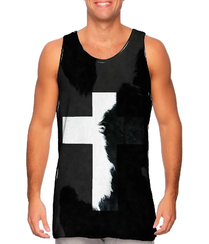 Women's Button - Down Tank Tops in Striped PatternsCross Cow Animal Skin