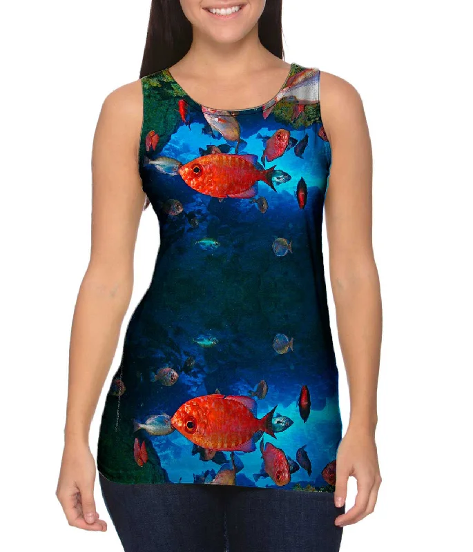 Crew Neck Women's Sustainable Tank Tops Made from Recycled MaterialsCueva Del Tiburon Underwater Crew Neck Women's Sustainable Tank Tops Made from Recycled MaterialsCueva Del Tiburon Underwater