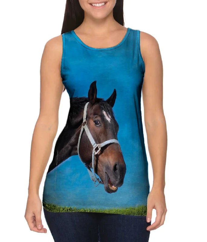 Plus Size Women's Glitter - Trimmed Tank Tops for Party NightsCurious Black Horse