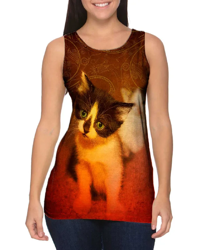 Scoop Neck Women's Linen Blend Tank Tops for SummerCurious Kitten