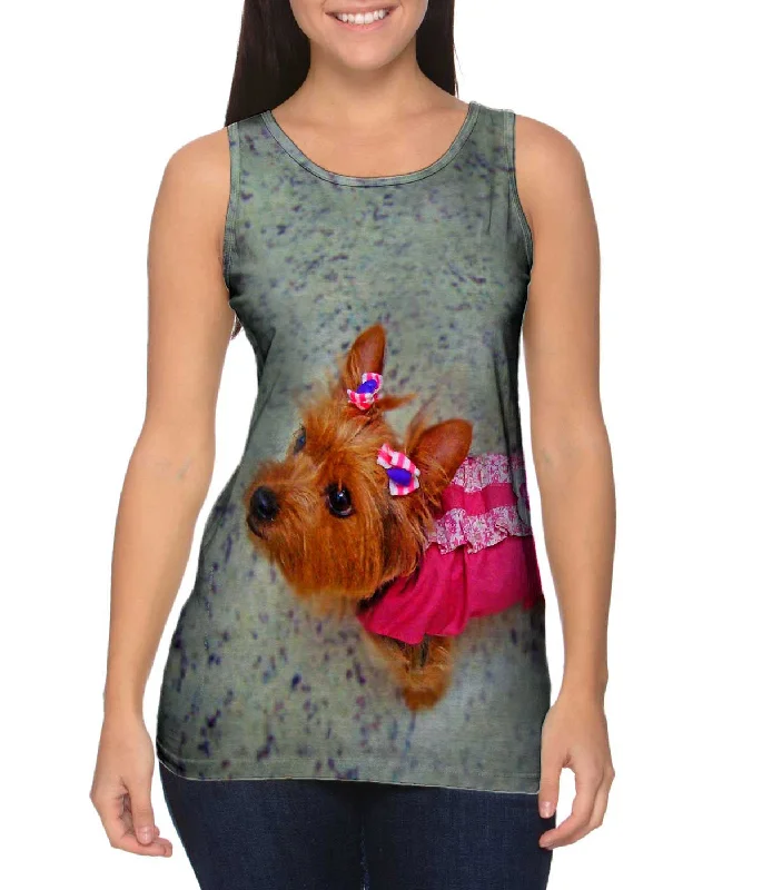 High - Neck Women's Silk Blend Tank Tops for a Luxurious FeelCute As A Button Yorkie