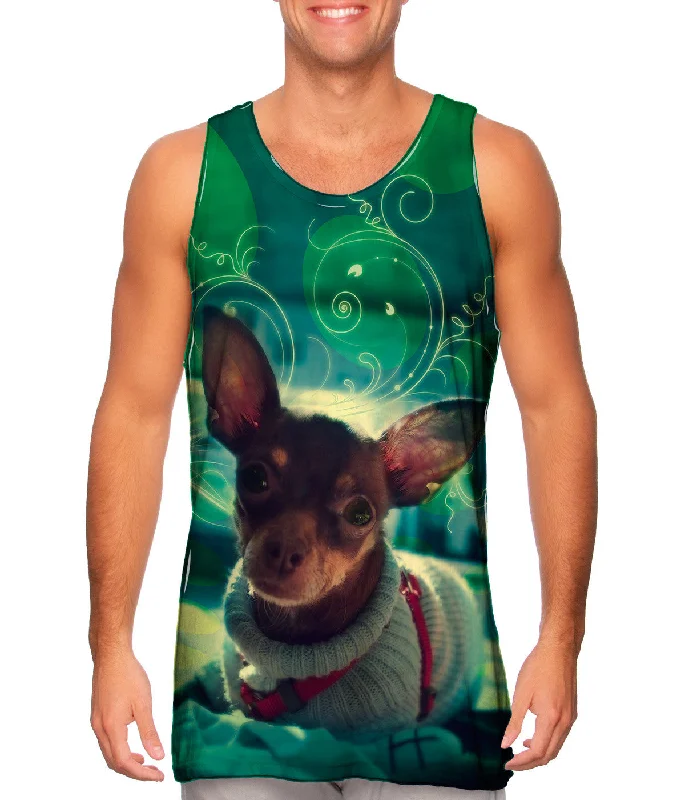 Plus Size Women's Ruffled Hem Tank Tops with Floral PrintsCute Chihuahua Sweater Dog Plus Size Women's Ruffled Hem Tank Tops with Floral PrintsCute Chihuahua Sweater Dog