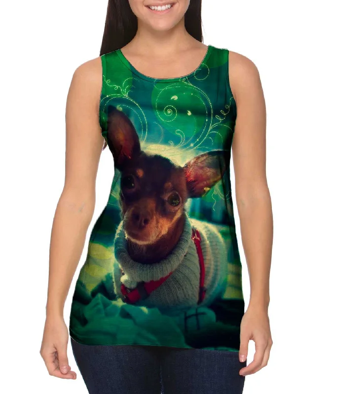 Square Neck Women's Organic Cotton Tank Tops in Earth TonesCute Chihuahua Sweater Dog Square Neck Women's Organic Cotton Tank Tops in Earth TonesCute Chihuahua Sweater Dog