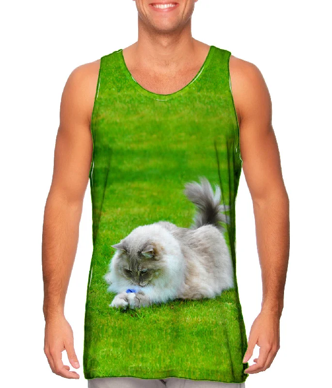 Plus Size Women's Side - Slit Tank Tops in Metallic ShadesCute Furball Kitty Cat