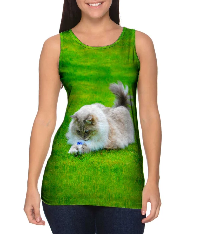 Halter Neck Women's Modal Blend Tank Tops for ComfortCute Furball Kitty Cat