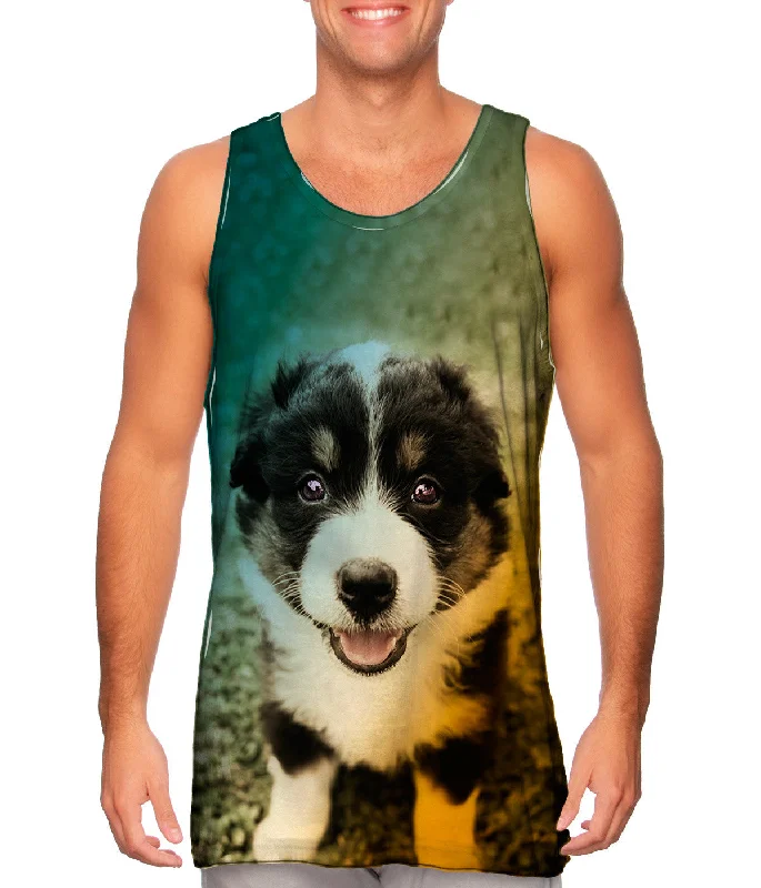 Women's Cropped Tank Tops with Vintage Band LogosCute Herd Puppy