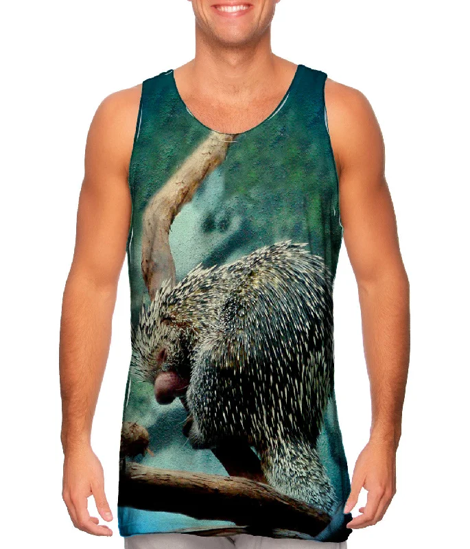 Plus Size Women's Puff - Sleeve Tank Tops in Pastel HuesCute Prehensile Porcupine