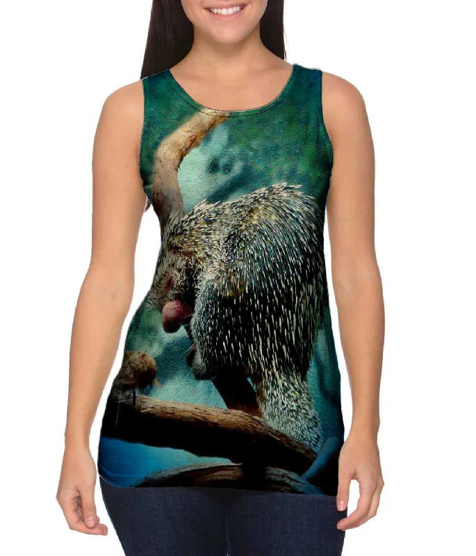 One - Shoulder Women's Rayon Blend Tank Tops for a Flowy LookCute Prehensile Porcupine One - Shoulder Women's Rayon Blend Tank Tops for a Flowy LookCute Prehensile Porcupine