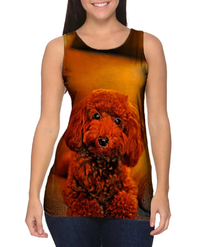 High - Neck Women's Silk Blend Tank Tops for a Luxurious FeelCute Toy Couch Poodle