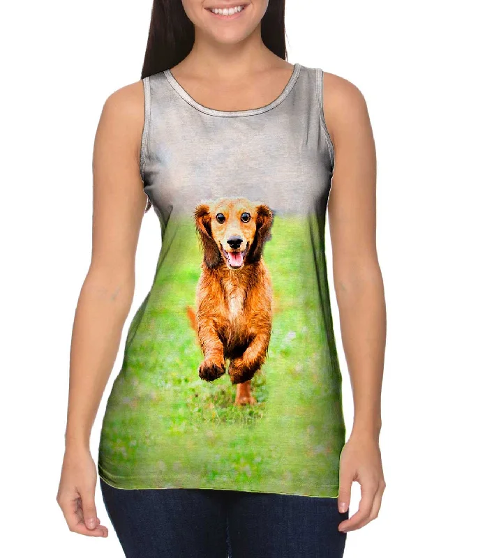 Crew Neck Women's Sustainable Tank Tops Made from Recycled MaterialsDachshund Athlete Crew Neck Women's Sustainable Tank Tops Made from Recycled MaterialsDachshund Athlete