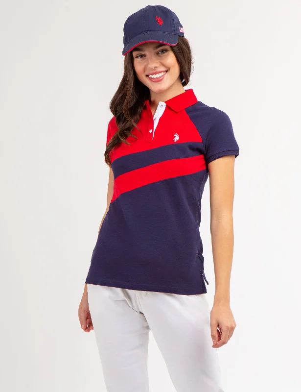 DIAGONAL SASH COLORBLOCK POLO SHIRT