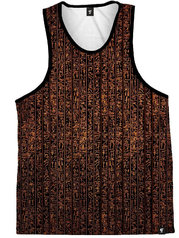 Plus Size Women's Glitter - Trimmed Tank Tops for Party NightsEgyptian Glyphs (Golden) Unisex Tank Top Plus Size Women's Glitter - Trimmed Tank Tops for Party NightsEgyptian Glyphs (Golden) Unisex Tank Top