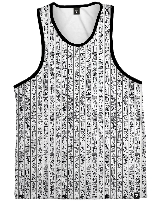 Plus Size Women's Side - Slit Tank Tops in Metallic ShadesEgyptian Glyphs (White) Unisex Tank Tops Plus Size Women's Side - Slit Tank Tops in Metallic ShadesEgyptian Glyphs (White) Unisex Tank Tops