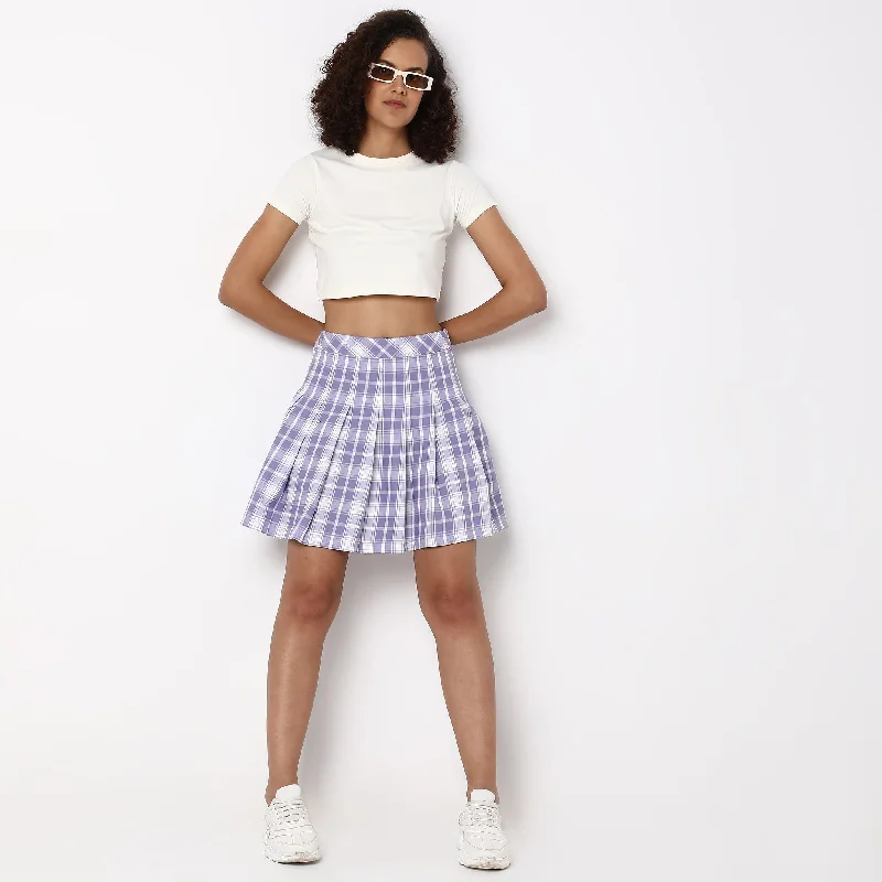 Linen Women Shorts for Breathable Comfort in Hot WeatherFlare Fit Checkered Mid Rise Skirts Linen Women Shorts for Breathable Comfort in Hot WeatherFlare Fit Checkered Mid Rise Skirts