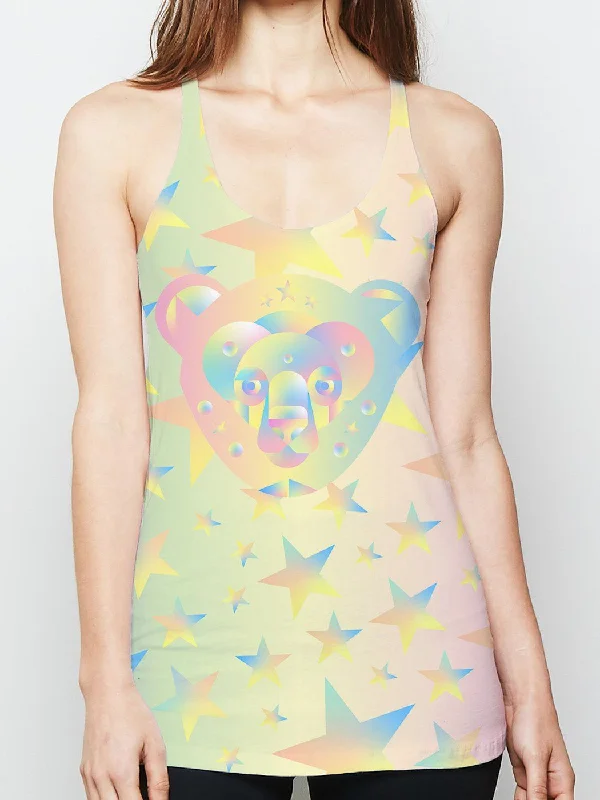 Women's Cropped Tank Tops with Vintage Band LogosGalactic Bear Racerback Tank Top