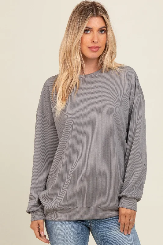 Plus Size Women Long Sleeve Top for a Flattering and Comfortable FitGrey Drop Shoulder Sweatshirt Plus Size Women Long Sleeve Top for a Flattering and Comfortable FitGrey Drop Shoulder Sweatshirt