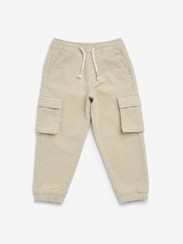 High - Waisted Women Shorts for a Retro and Flattering LookHOP Kids Beige Cargo-Style Corduroy Mid-Rise Cotton Blend Joggers High - Waisted Women Shorts for a Retro and Flattering LookHOP Kids Beige Cargo-Style Corduroy Mid-Rise Cotton Blend Joggers