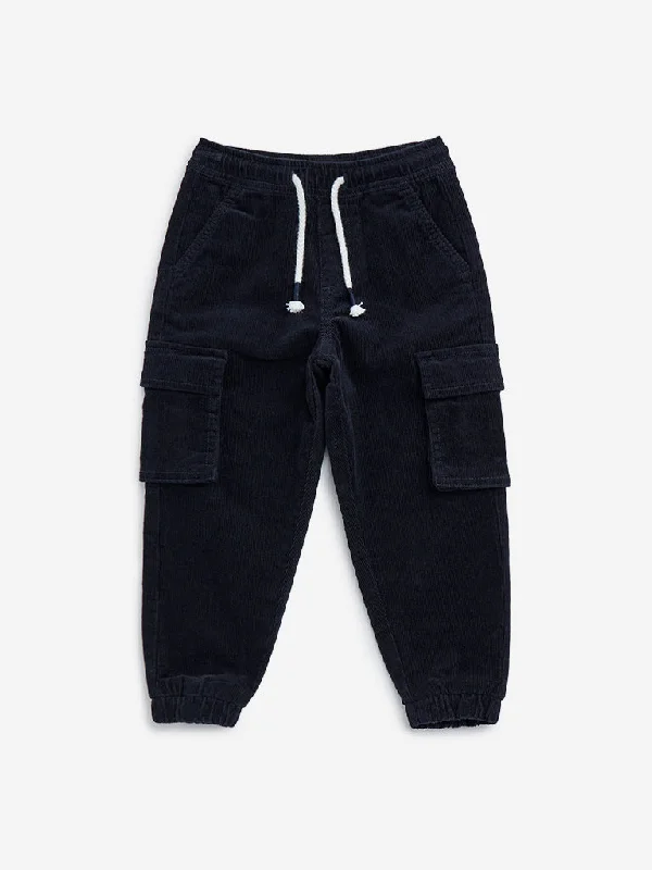 High - Waisted Women Shorts for a Retro and Flattering LookHOP Kids Navy Cargo-Style Corduroy Mid-Rise Cotton Blend Joggers High - Waisted Women Shorts for a Retro and Flattering LookHOP Kids Navy Cargo-Style Corduroy Mid-Rise Cotton Blend Joggers