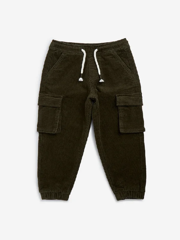Stretchable Women Shorts for Maximum MobilityHOP Kids Olive Cargo-Style Corduroy Mid-Rise Cotton Blend Joggers Stretchable Women Shorts for Maximum MobilityHOP Kids Olive Cargo-Style Corduroy Mid-Rise Cotton Blend Joggers