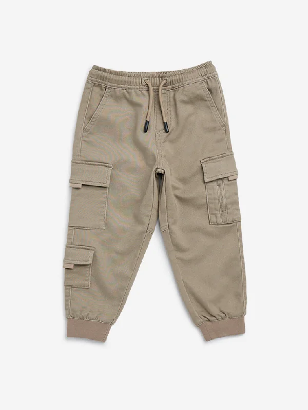 Tie - Waist Women Shorts for a Customizable FitHOP Kids Taupe Cargo-Style Mid-Rise Cotton Blend Joggers Tie - Waist Women Shorts for a Customizable FitHOP Kids Taupe Cargo-Style Mid-Rise Cotton Blend Joggers