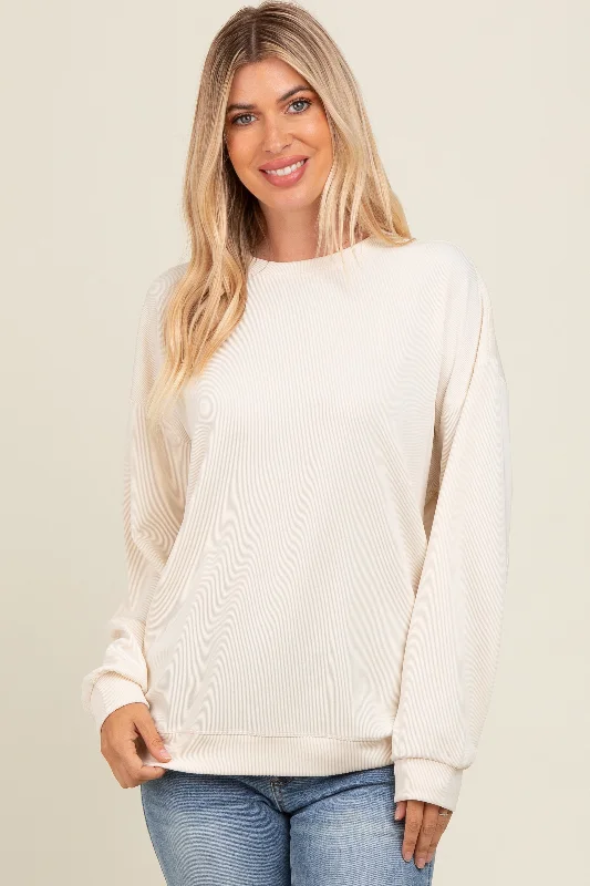 Lightweight Women Long Sleeve Top for Spring and AutumnIvory Drop Shoulder Sweatshirt Lightweight Women Long Sleeve Top for Spring and AutumnIvory Drop Shoulder Sweatshirt