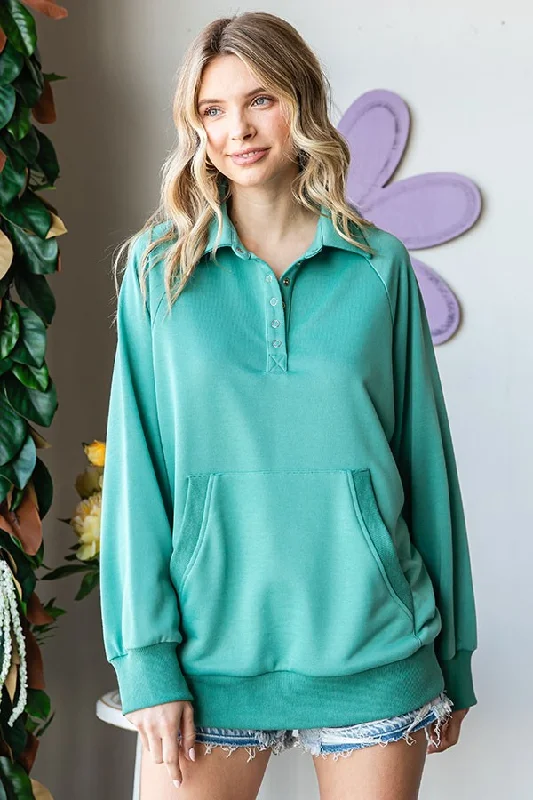 Plaid Women Long Sleeve Top for a Preppy VibeJade Collared Snap Button Pullover