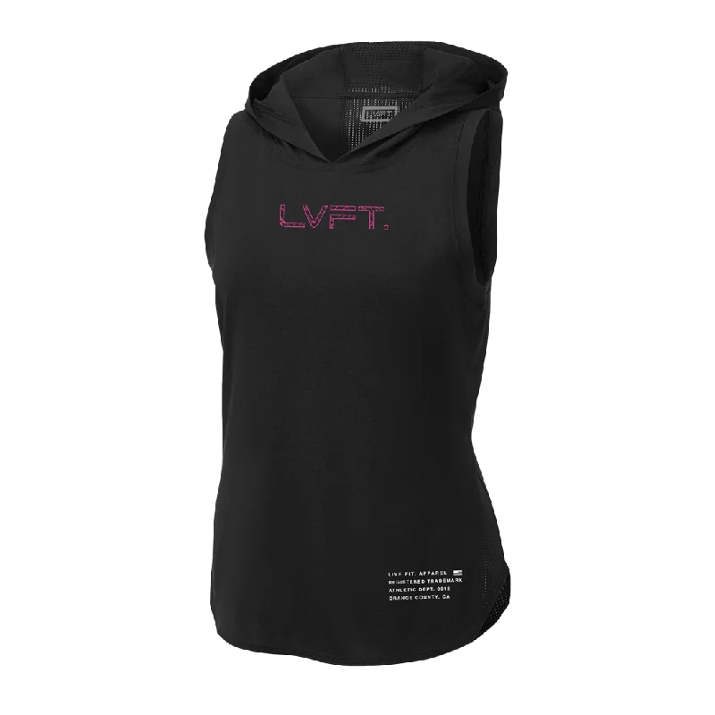 Women's Sleeveless Ribbed Tank Tops for a Trendy LookLadies Vector Sleeveless Hoodie - Black / Pink Women's Sleeveless Ribbed Tank Tops for a Trendy LookLadies Vector Sleeveless Hoodie - Black / Pink