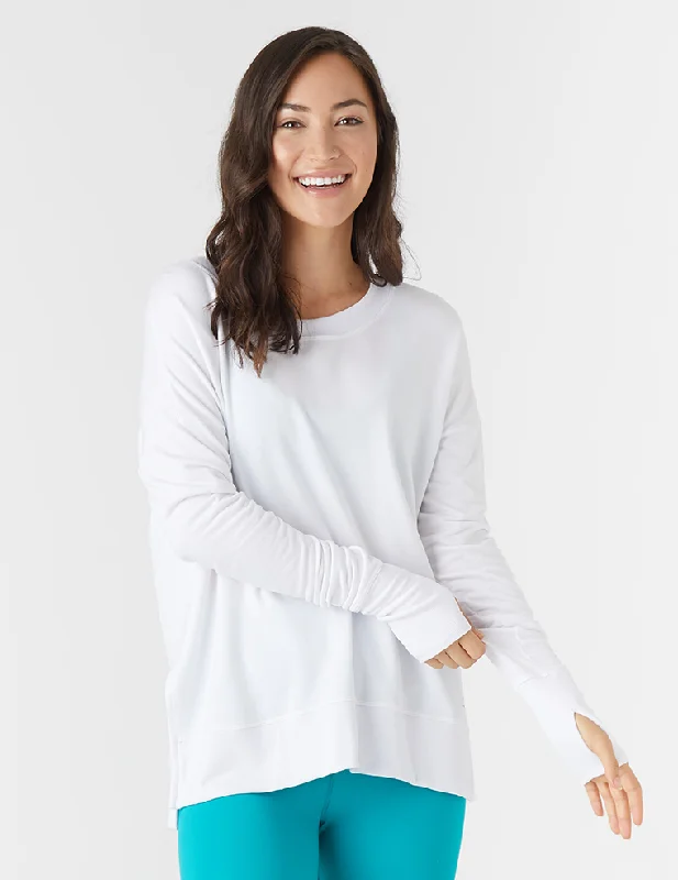 Lace - Trimmed Women Long Sleeve Top for an Elegant LookLounge Long Sleeve: White
